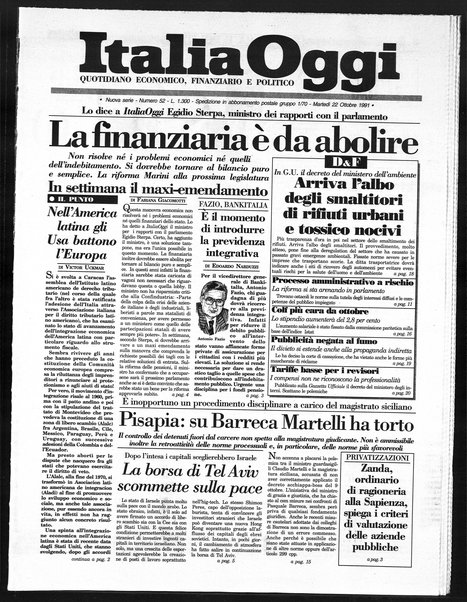 Italia oggi : quotidiano di economia finanza e politica